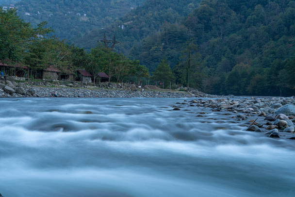 гірська річка, природа, довга експозиція фотографії
 - Фото, зображення