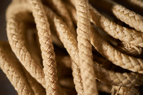 Old vintage rope close-up, macro texture - Photo, Image