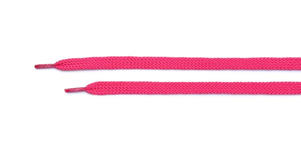 Pink shoe laces isolated on white background - Photo, Image