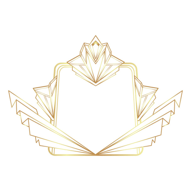 Art Deco vintage gold frame in white over white, design element. Retro party geometric background set, 1920s style. Vector illustration. - Vecteur, image