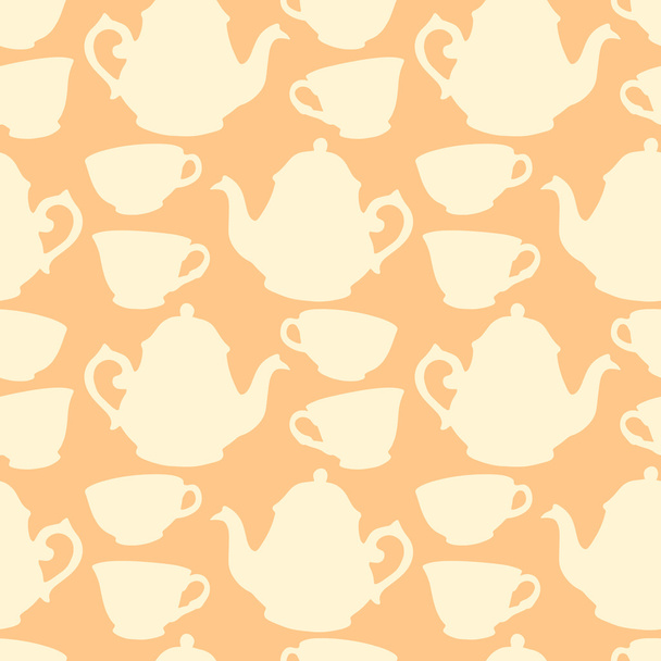 Seamless pattern with decorative cups and teapots - Vector, imagen