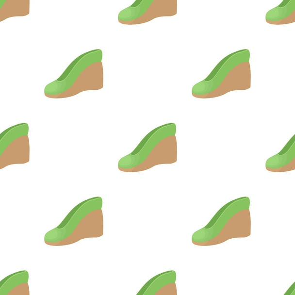 Green female shoe on a platform pattern seamless vector - ベクター画像