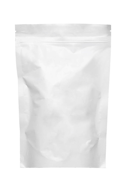 White plastic pouch bag isolated on white, - Photo, Image