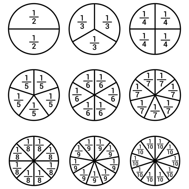 gráfico círculo fração em matemática ilustração vetorial isolado no fundo branco - Vetor, Imagem