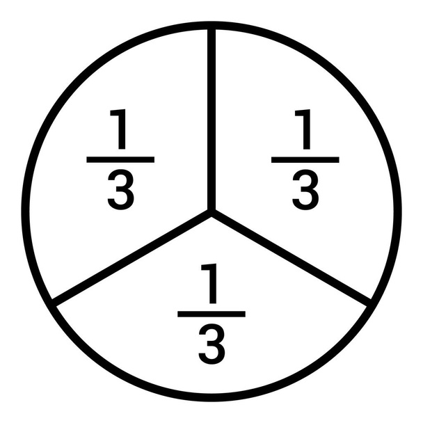 un tercer círculo de fracción con número de fracción - Vector, imagen