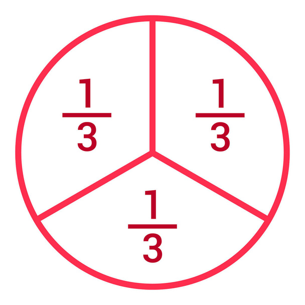 one third fraction circle with fraction number - Vector, Image