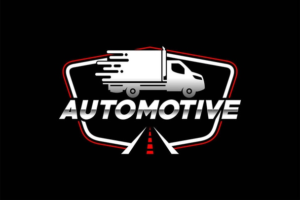 Truck silhouet abstracte logo template vector. geschikt voor vrachtlogo, bestelwagens, Logistiek - Vector, afbeelding