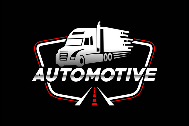 Sylwetka ciężarówki abstrakcyjny wektor szablonu logo. nadaje się do logo ładunku, dostawa samochodów ciężarowych, Logistic - Wektor, obraz