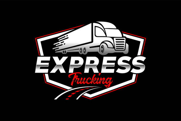 Sylwetka ciężarówki abstrakcyjny wektor szablonu logo. nadaje się do logo ładunku, dostawa samochodów ciężarowych, Logistic - Wektor, obraz