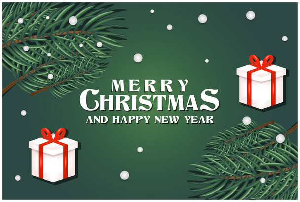 merry christmas and happy new year greeting, banner and background design template - Vector, Image