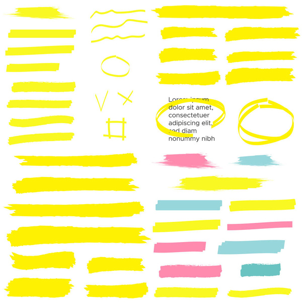 Highlight marker lines. Highlight strokes vector. Marker pen highlight - Vector, Image