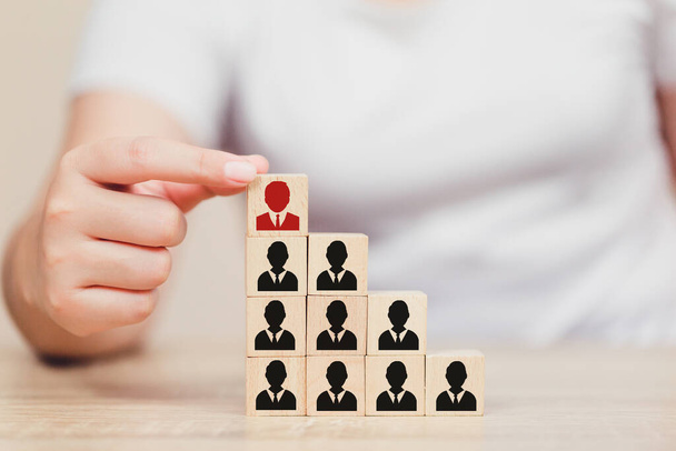 Hand Business Human Resources, Recruiting-Mitarbeiter und Talent-Manager mit Erfolgreiches Business-Team-Leader-Konzept - Foto, Bild