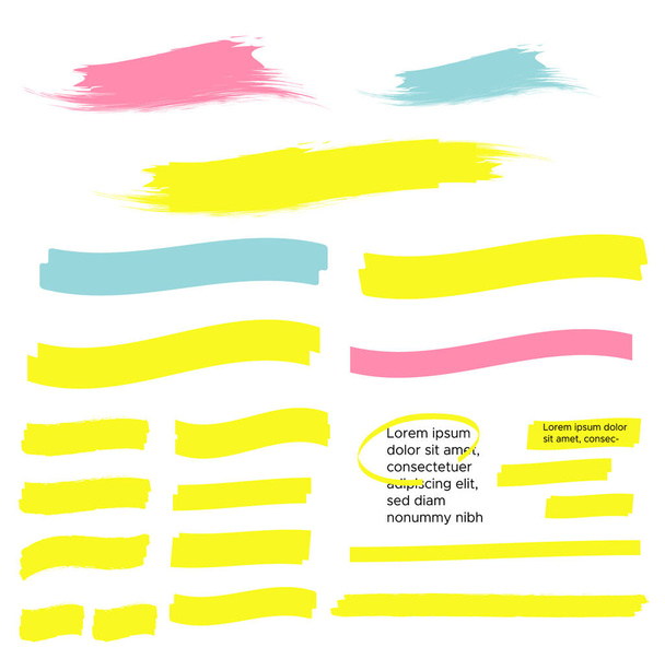 Marker marks. Yellow marker text selection vector - ベクター画像