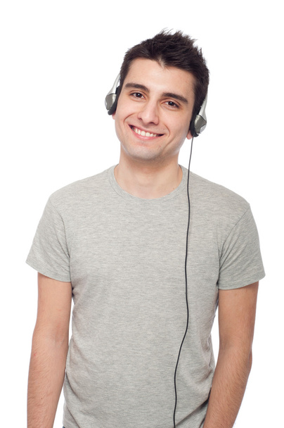 Casual man listening music - Foto, imagen