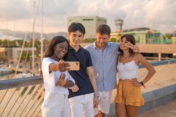 Group of diverse students taking selfie - Photo, Image