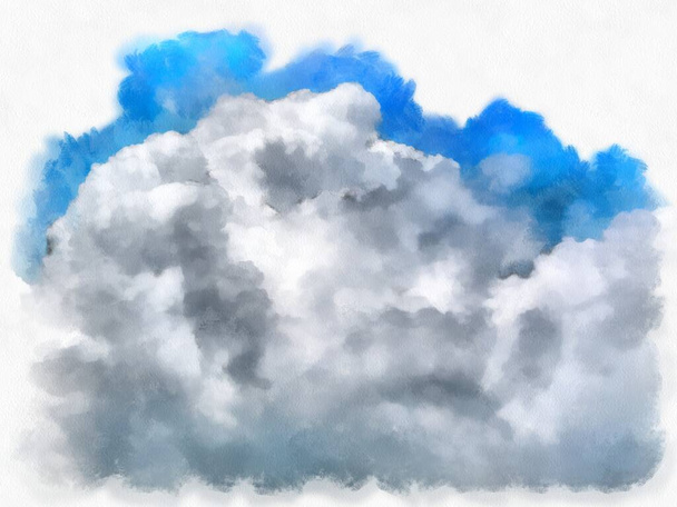 nubes y cielo acuarela estilo ilustración pintura impresionista. - Foto, imagen