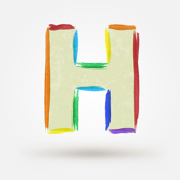 Alphabet letter H. Watercolor vector paint design element  - Vector, Imagen