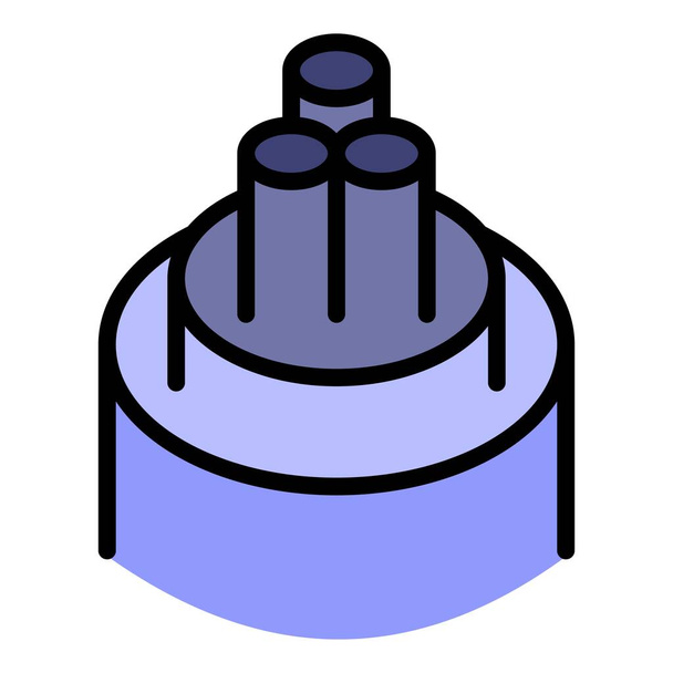 Three core cable icon color outline vector - Vector, Imagen