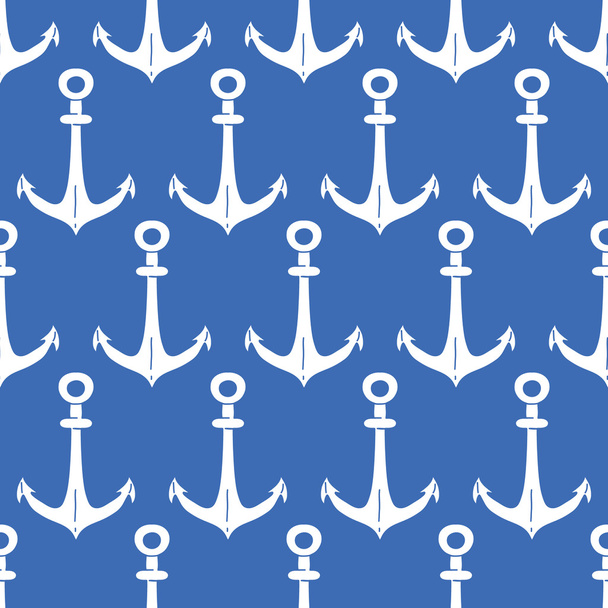 Anchors blue and white seamless pattern background - Vector, Image