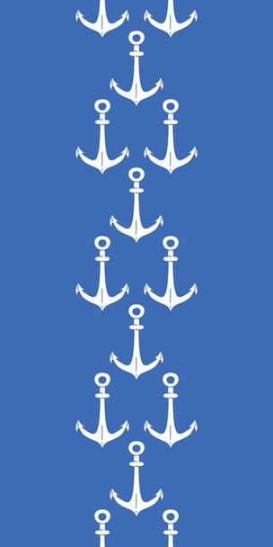 Anchors blue and white vertical border seamless pattern background - Vector, afbeelding