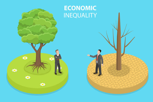 Ilustração conceitual do vetor plano isométrico 3D da desigualdade econômica - Vetor, Imagem