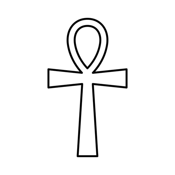 Cross ankh icon. Ankh symbol in flat linear design. Black religion symbol. Vector illustration - Vector, Image