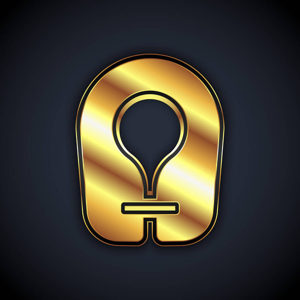 Gold Life jacket icon isolated on black background. Life vest icon. Extreme sport. Sport equipment. Vector - Vector, Image