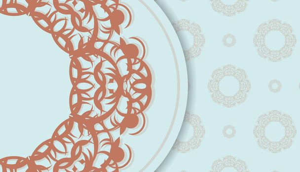 Baner in aquamarine color with abstract coral ornament for design under your logo - Vector, afbeelding