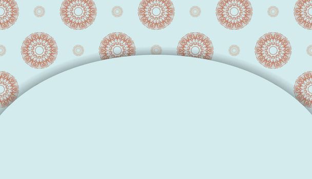Baner σε aquamarine χρώμα με πολυτελές κοραλλιογενές σχέδιο για σχεδιασμό με λογότυπο ή κείμενο - Διάνυσμα, εικόνα