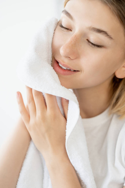 skincare cleansing morning treatment woman face - Photo, Image