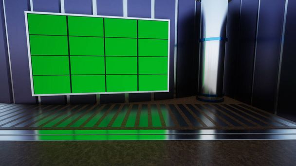 3D Virtual TV Studio News , TV On Wall.3D Virtual News Studio Background_3D Rendering - Photo, Image