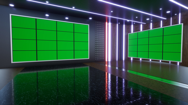 3D Virtual TV Studio News , TV On Wall.3D Virtual News Studio Background_3D Rendering - Fotografie, Obrázek