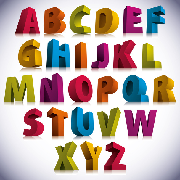 3D font, big colorful letters standing. - Vector, Image
