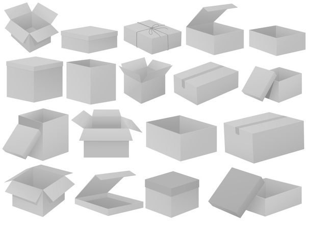 Grey cardboard boxes - Vector, Image