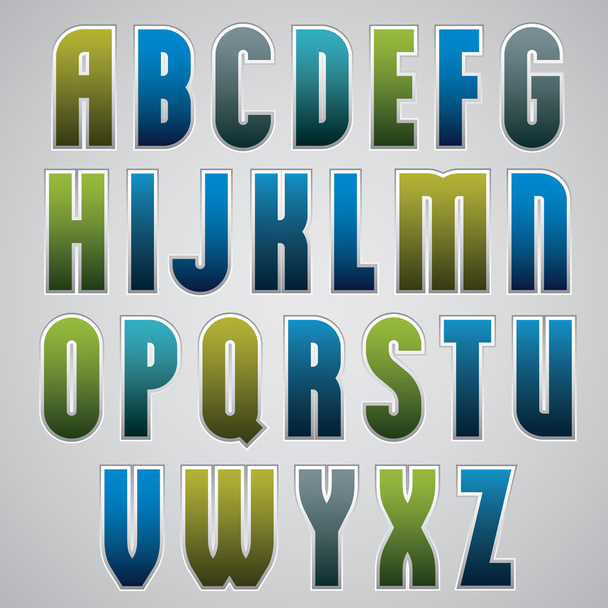 Vector retro alphabet, bold and condensed font in retro poster s - ベクター画像