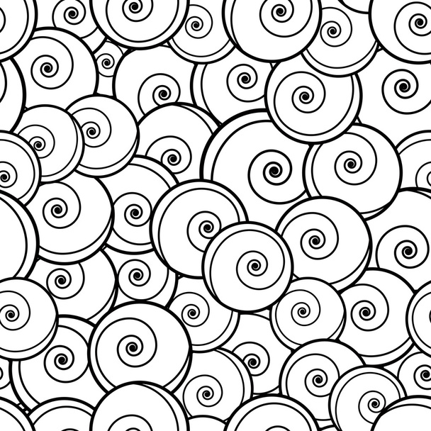 Black and white curls seamless pattern. - Vector, Imagen