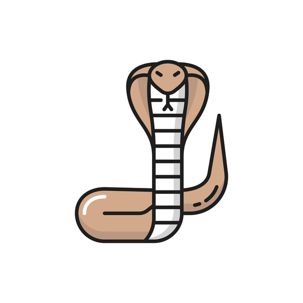 Thaïlande roi cobra vipère serpent isolé couleur ligne icône. vecteur venimeux rampant invertébrés carling animal, couleur serpent vipère ou serpent à sonnettes thaïlandais. Naga mamba cobra, serpent avec langue - Vecteur, image