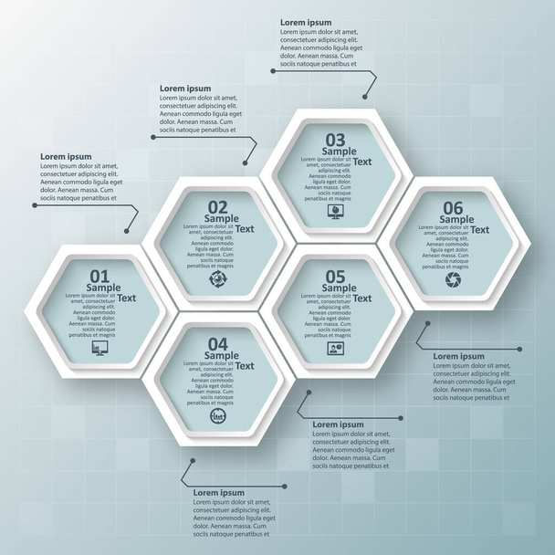 vector abstracto 3d papel infografía elements.Hexagon infographics.Honeycomb diseño - Vector, Imagen