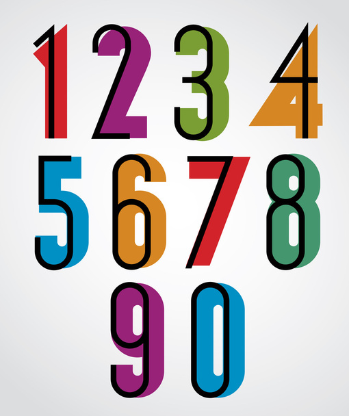 Retro numbers, bold condensed numerals set. - Vecteur, image