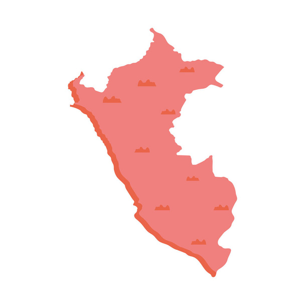 peru mapa rosa - Vector, Imagen