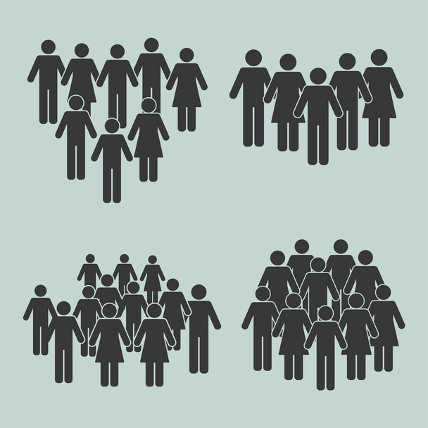 silhouette della popolazione quattro icone - Vettoriali, immagini