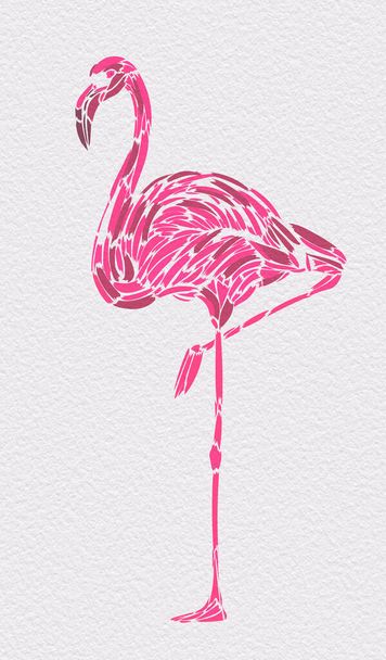 elvont stílusos illusztráció szimulálása festék stroke alkotó sziluett egy flamingó - Fotó, kép