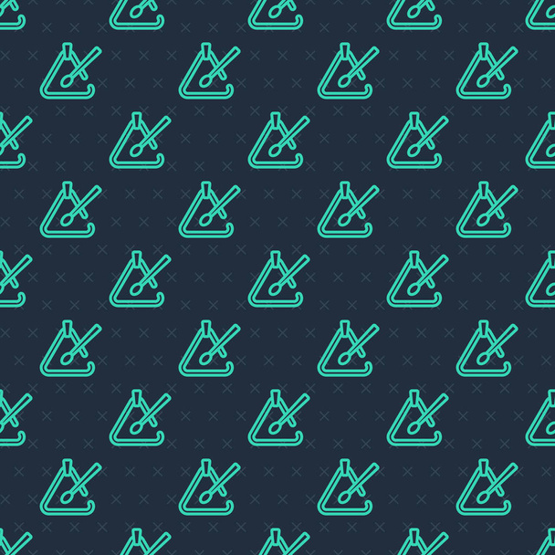 Ligne verte Triangle icône de l'instrument de musique isolé motif sans couture sur fond bleu. Vecteur - Vecteur, image