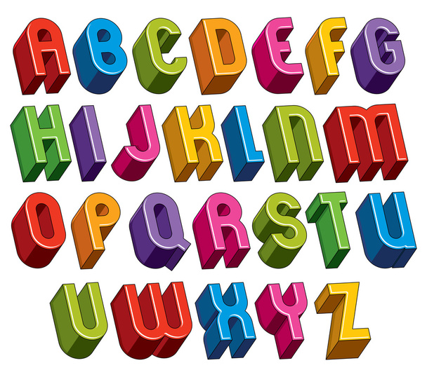 3d font, vector colorful letters. - Vetor, Imagem