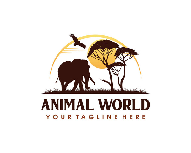 Projekt logo ochrony zwierząt. Szablon projektu logo Safari dla dzikiej przyrody - Wektor, obraz