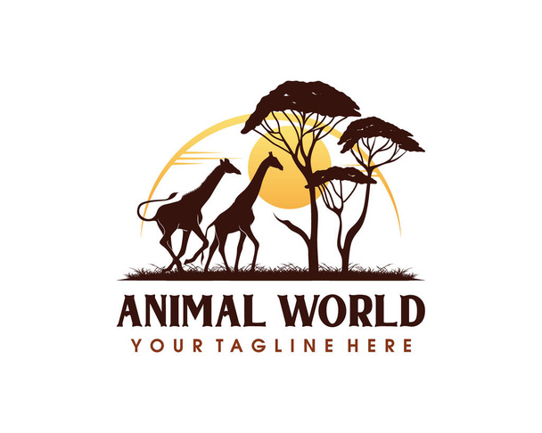 Logo voor dierenbescherming. Safari logo ontwerp template voor wilde dieren en planten - Vector, afbeelding