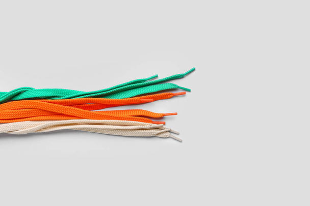 Different shoe laces on white background, closeup - Photo, Image