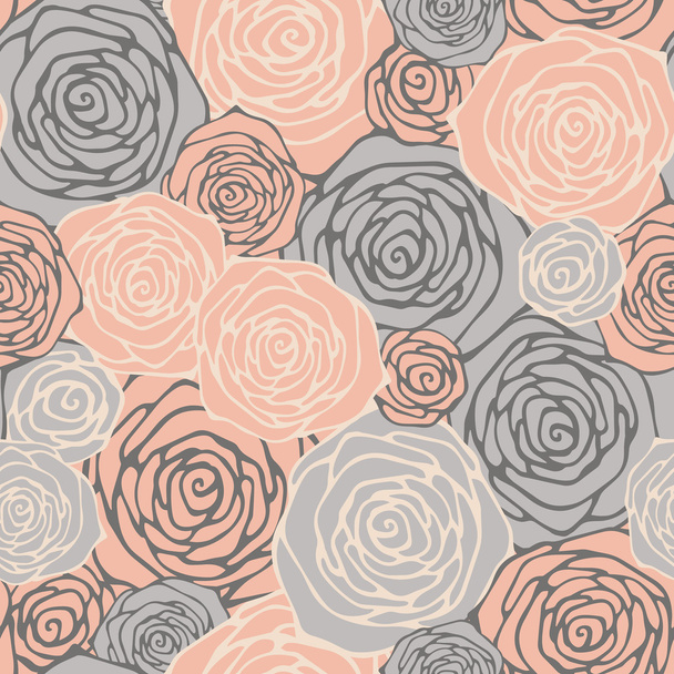 Seamless pattern with decorative roses. Floral background - Διάνυσμα, εικόνα