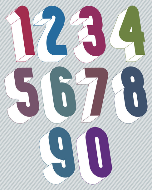 3d numbers set made with round shapes. - Διάνυσμα, εικόνα