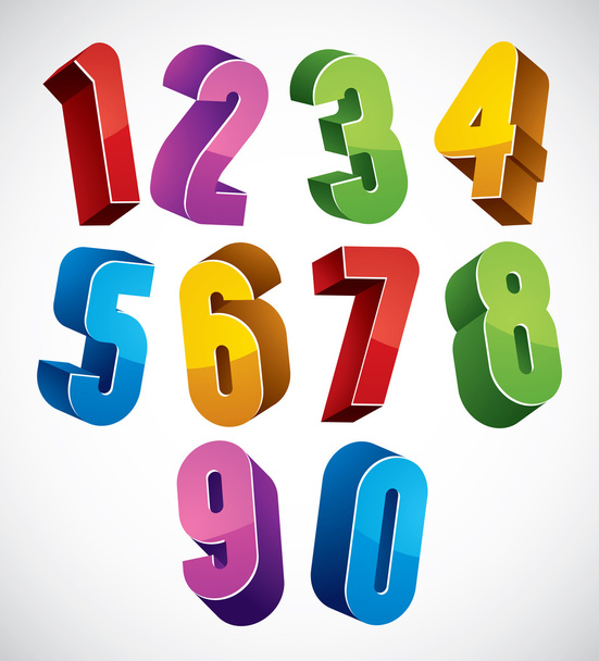 3d numbers set made with round shapes. - Vector, afbeelding